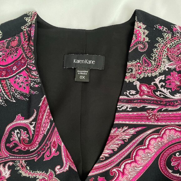 Karen Kane Paisley Balloon Sleeve V-Neck Crepe Blouse - Picture 3 of 8